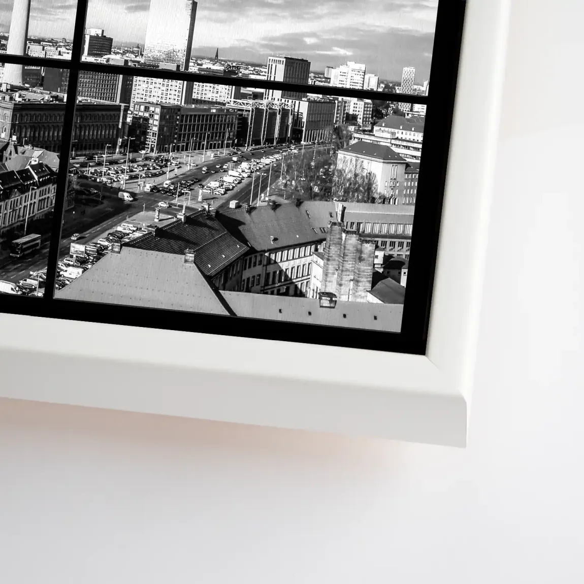 Berlin Skyline Noir Leinwand Bild