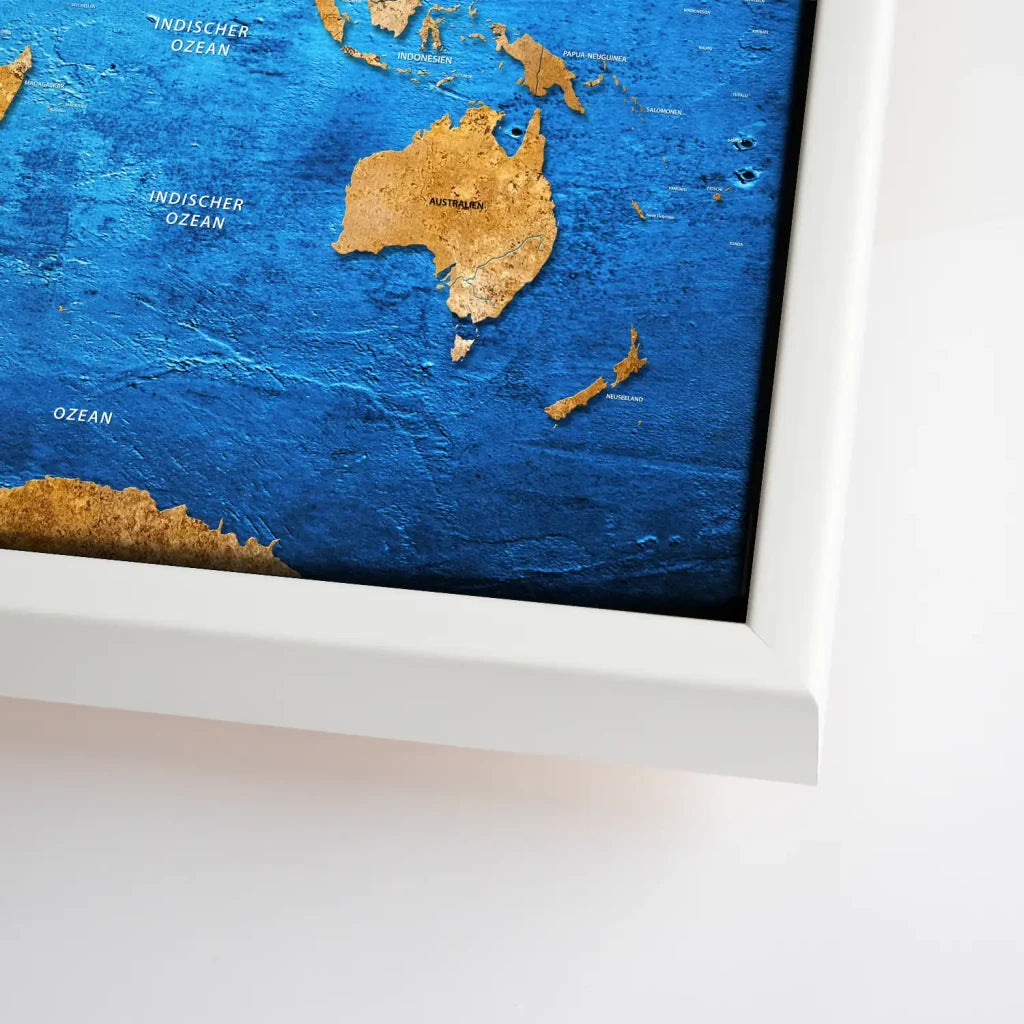 Weltkarte Blue Stone Leinwand Bild INGALERIE