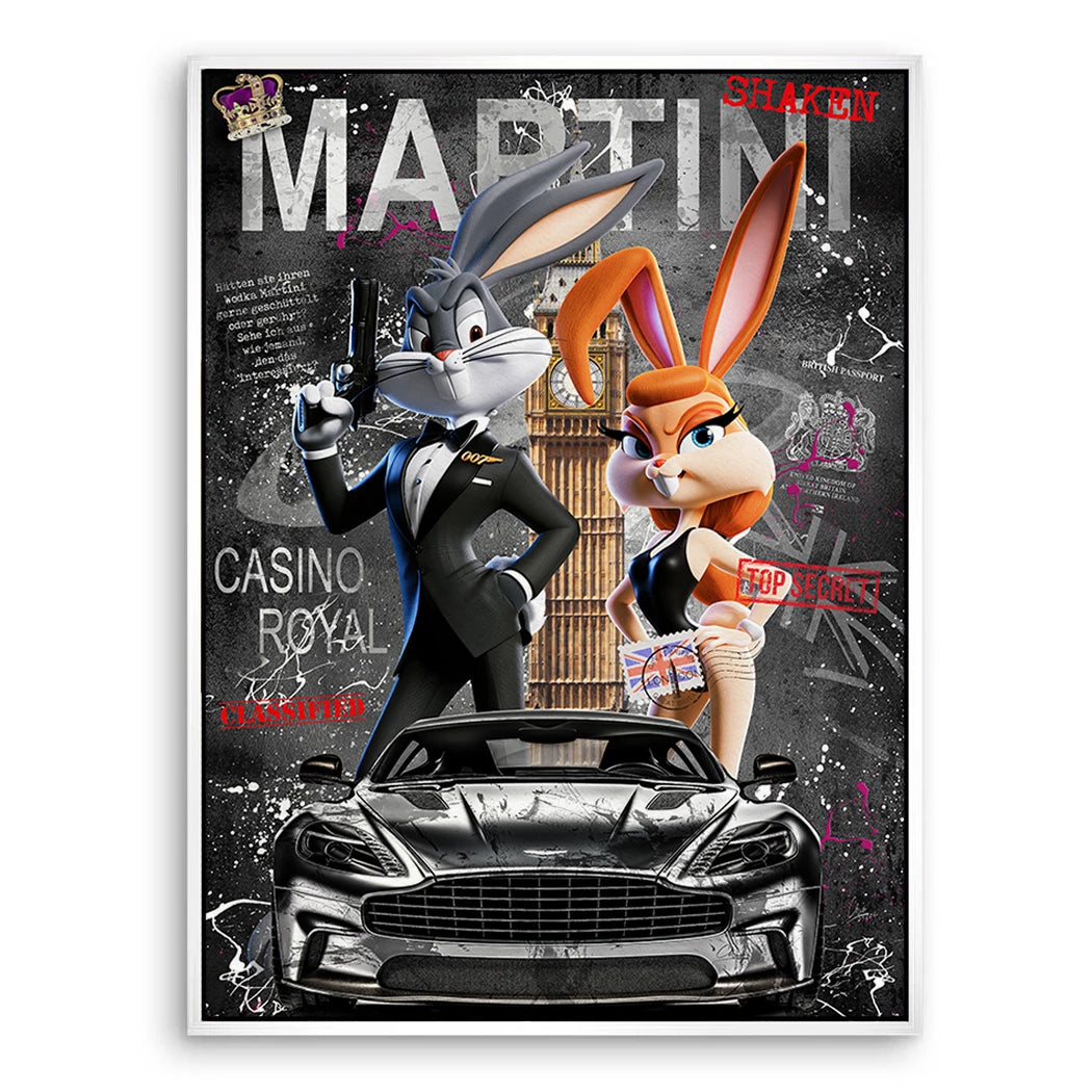 Agenten Hase Leinwand Bild