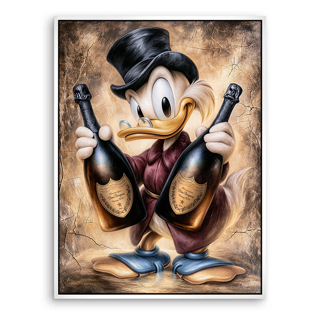 Dagobert Duck Champagner Art Leinwand Bild