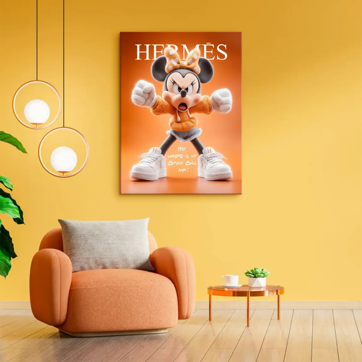 Orange Charm Minnie Maus Leinwand Bild