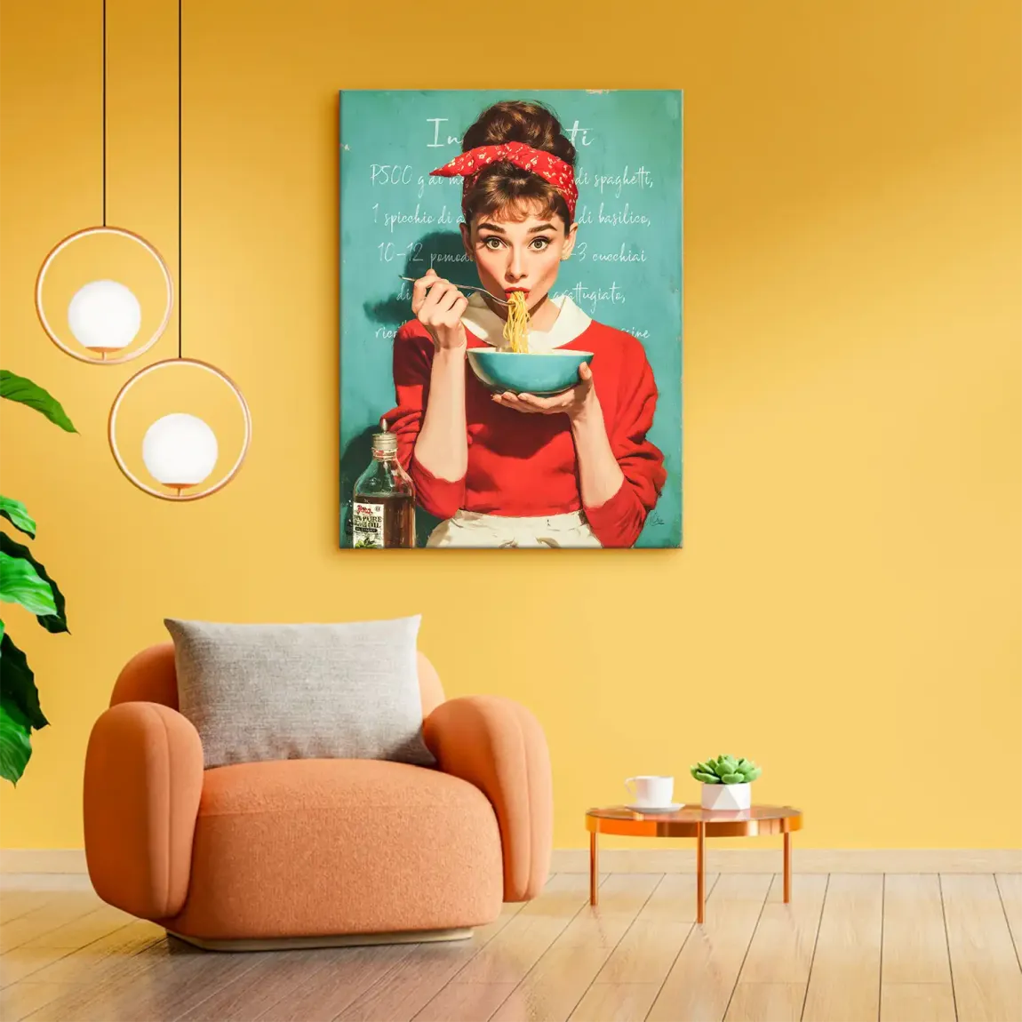 Audrey Hepburn Pasta Moments Leinwand Bild