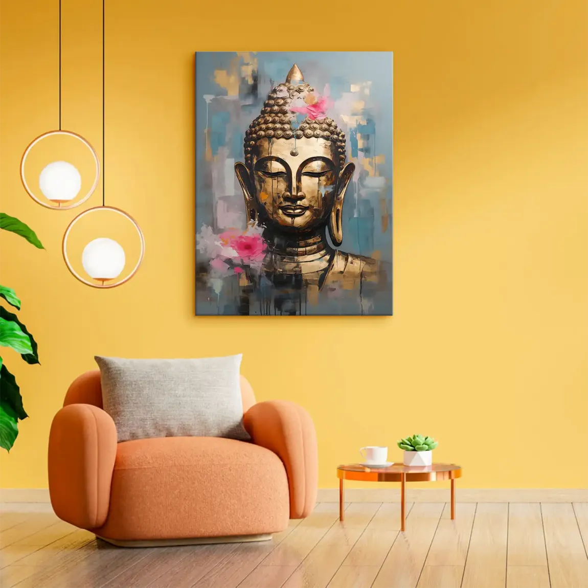 Golden Lotus Buddha Leinwand Bild