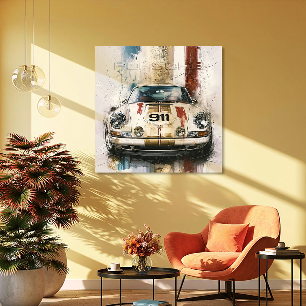 Porsche 911 Klassik Aluminiumbild gebürstet