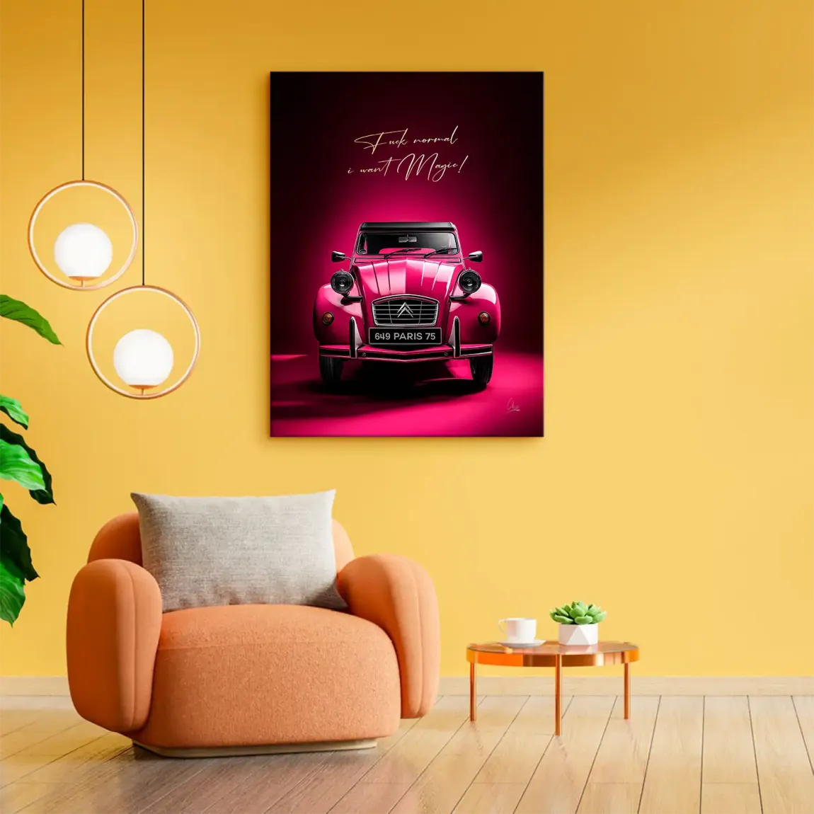 Pink Magic 2CV Leinwand Bild