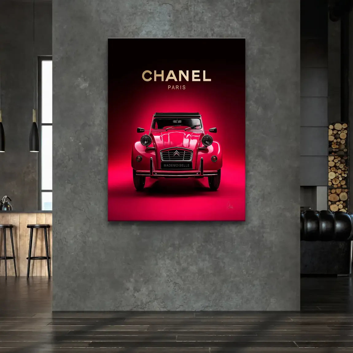 Mademoiselle Chic 2CV Leinwand Bild