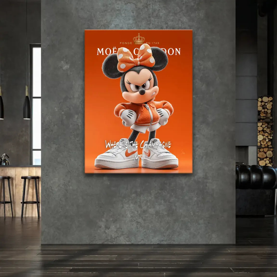 Champagne Mood Minnie Maus Leinwand Bild