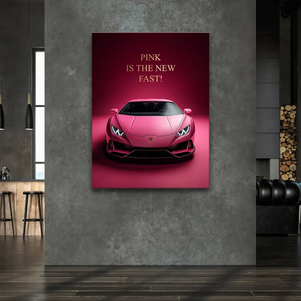 Pink Speed Lambo Leinwand Bild