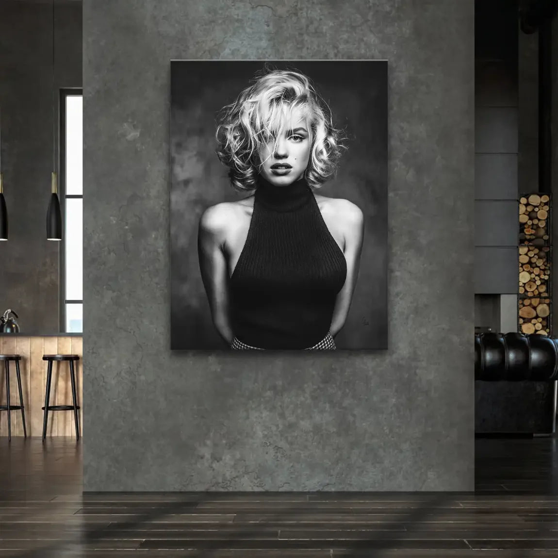 Marilyn Black and White Style Leinwand Bild