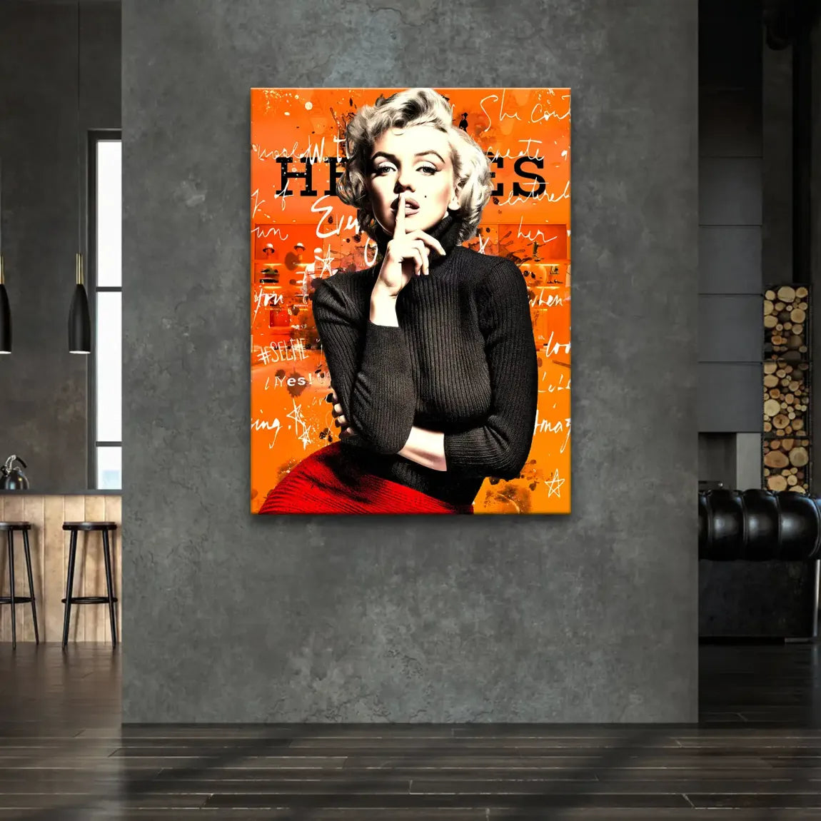 Marilyn Secret Orange Pop Art Leinwand Bild