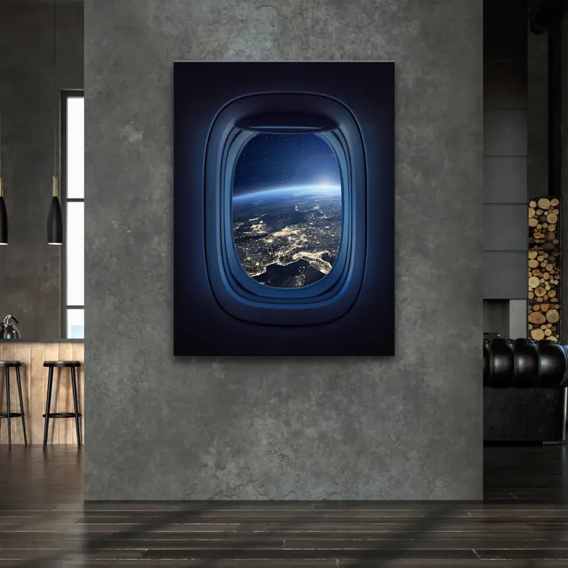 Flugzeugfenster Orbit Leinwand Bild
