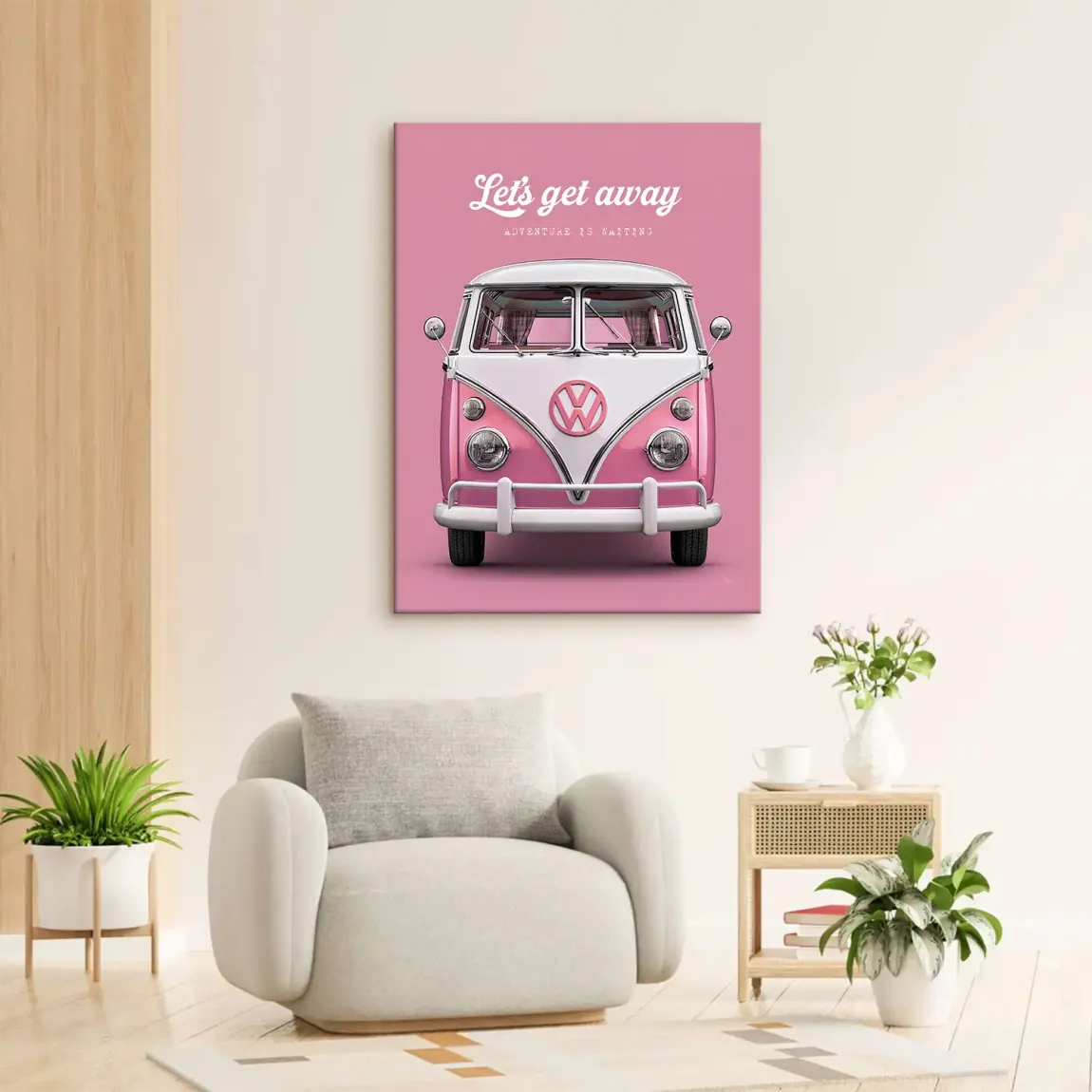 Pink VW Bulli Leinwand Bild