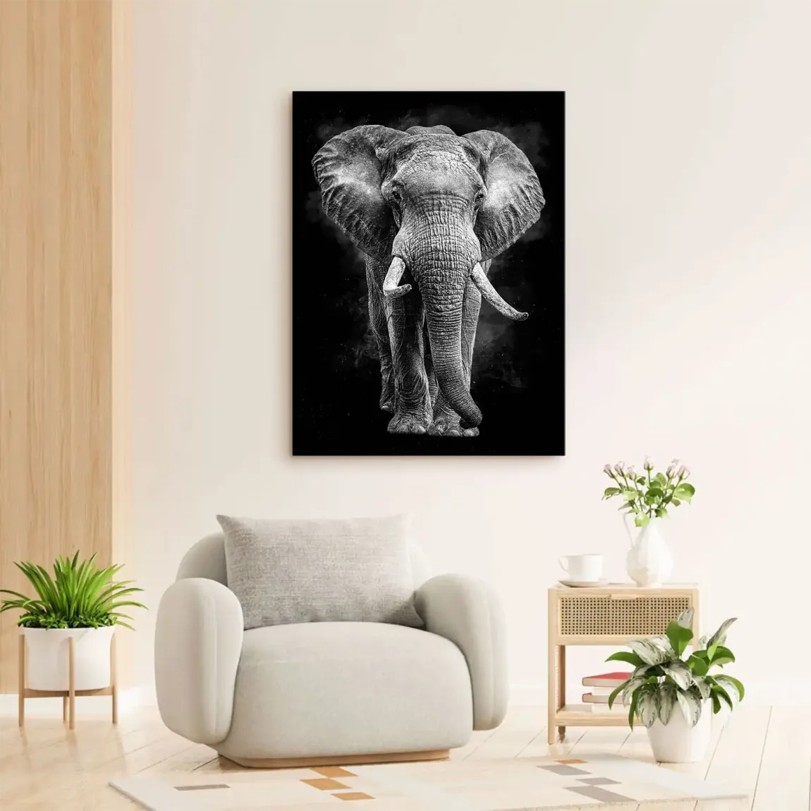 Elefant Noir Leinwand Bild