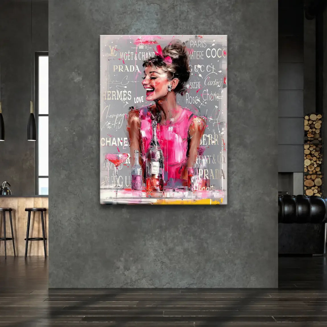 Champagne Bliss Audrey Hepburn Leinwand Bild