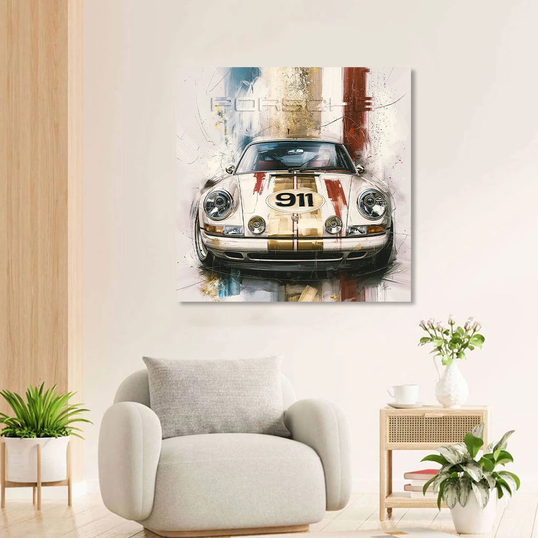 Porsche 911 Klassik Aluminiumbild gebürstet