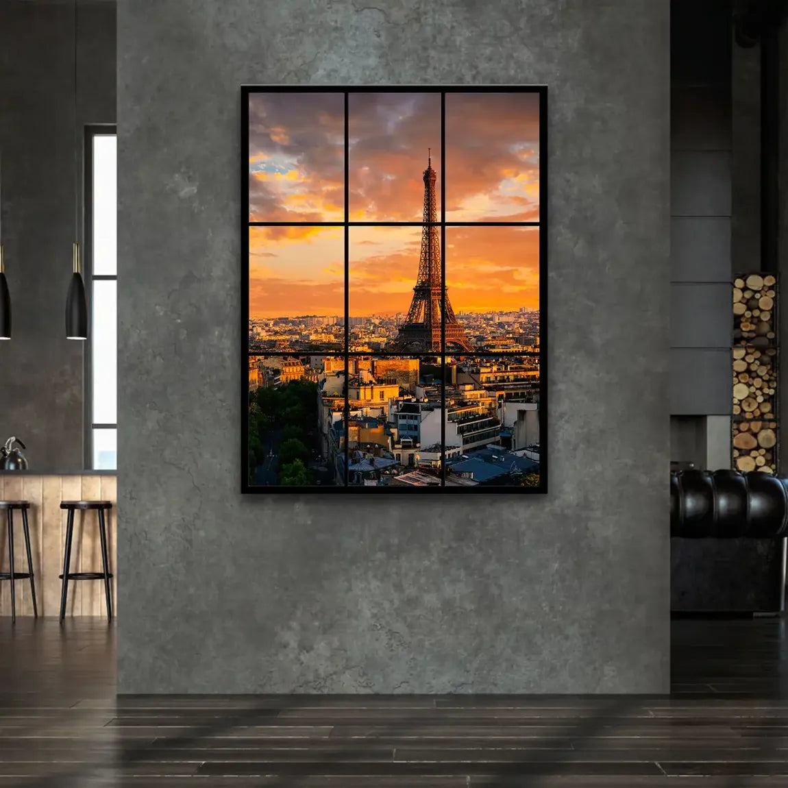 Sunset View Paris Leinwand Bild