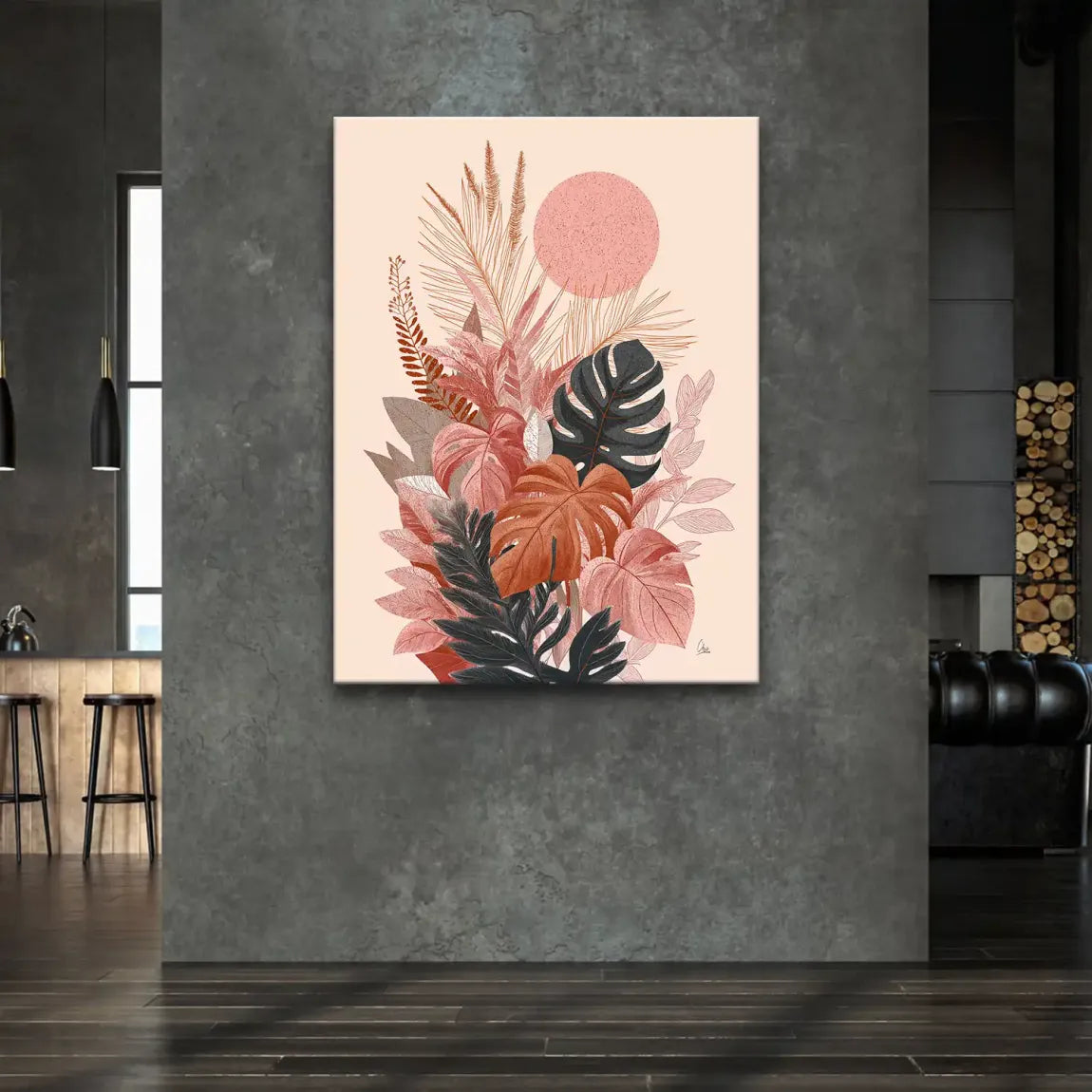 Terracotta Leaves Harmony Leinwand Bild