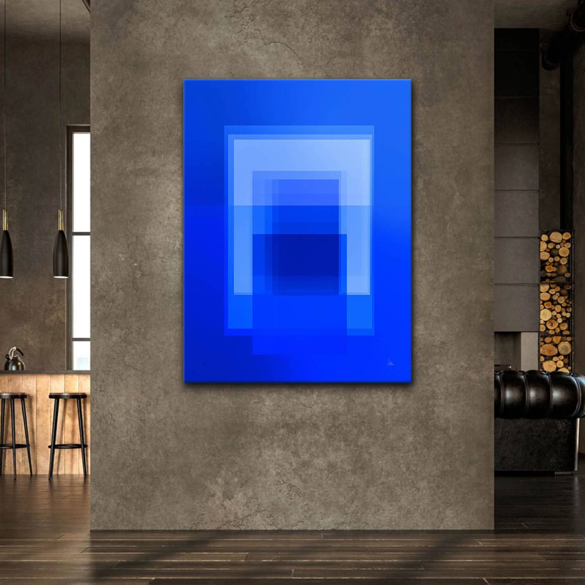 Kobaltblaue Geometrie Leinwand Bild
