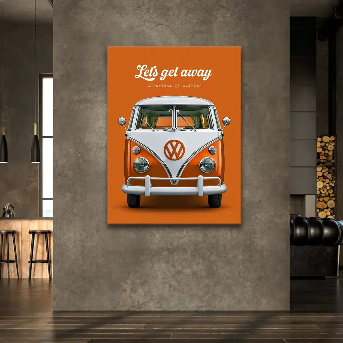Orange VW Bulli Leinwand Bild