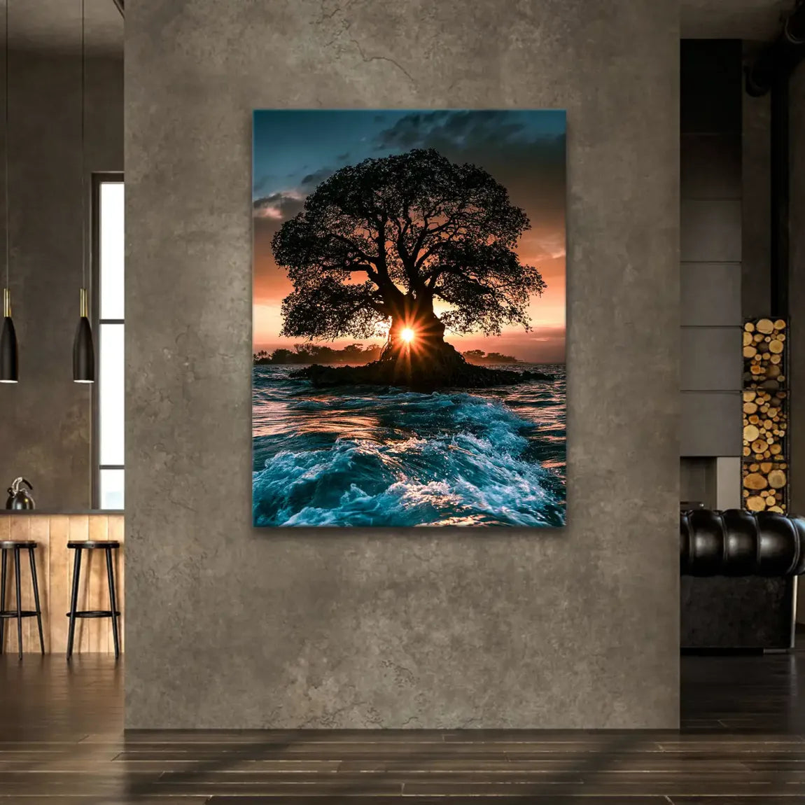 Sonnenbaum Leinwand Bild