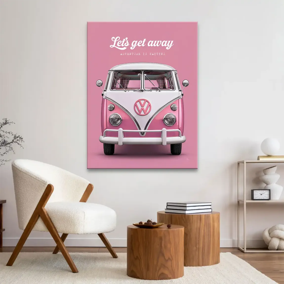 Pink VW Bulli Leinwand Bild
