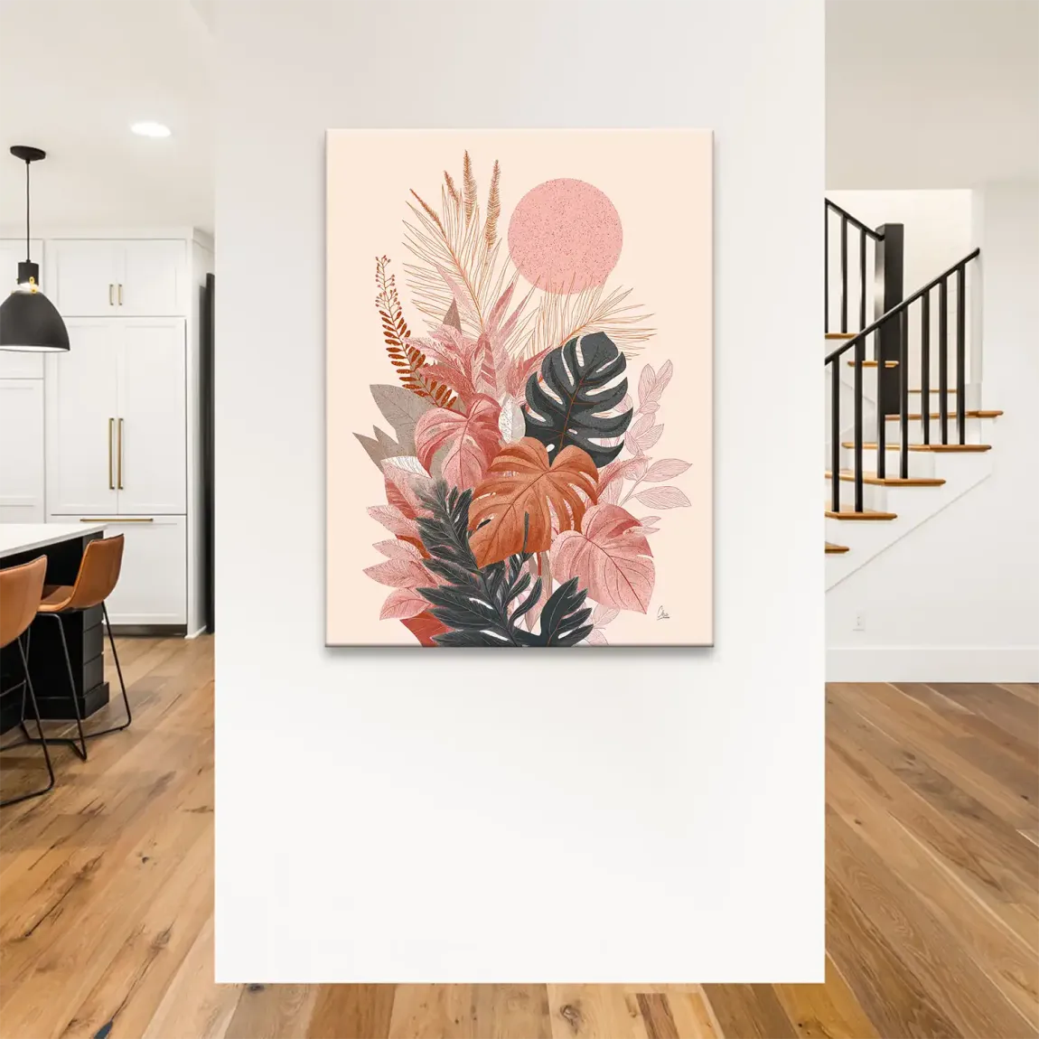 Terracotta Leaves Harmony Leinwand Bild