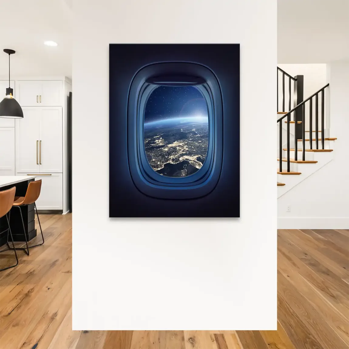 Flugzeugfenster Orbit Leinwand Bild