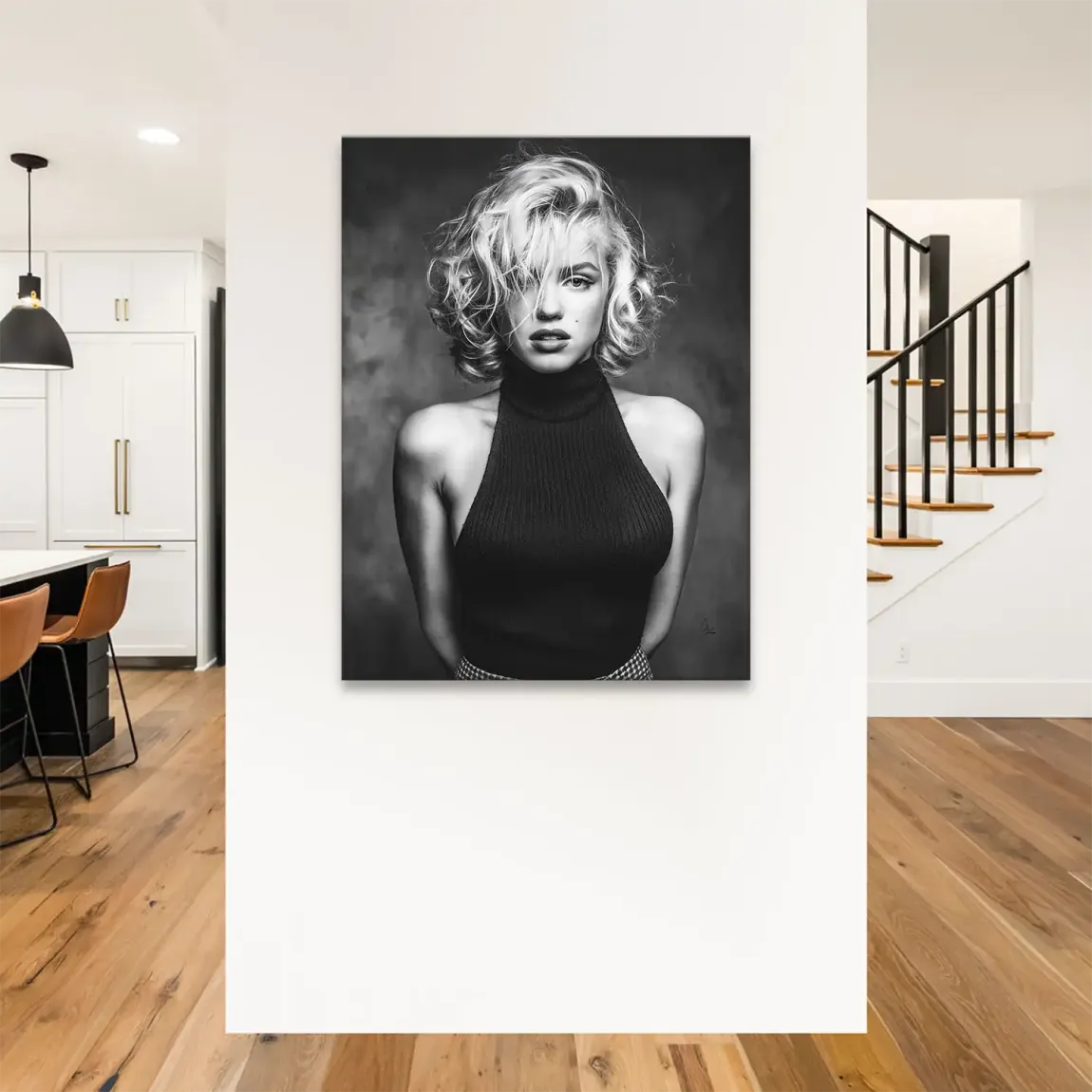 Marilyn Black and White Style Leinwand Bild