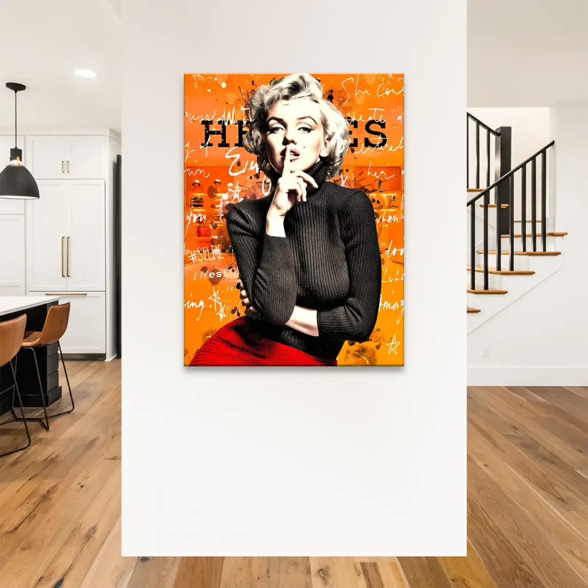 Marilyn Secret Orange Pop Art Leinwand Bild