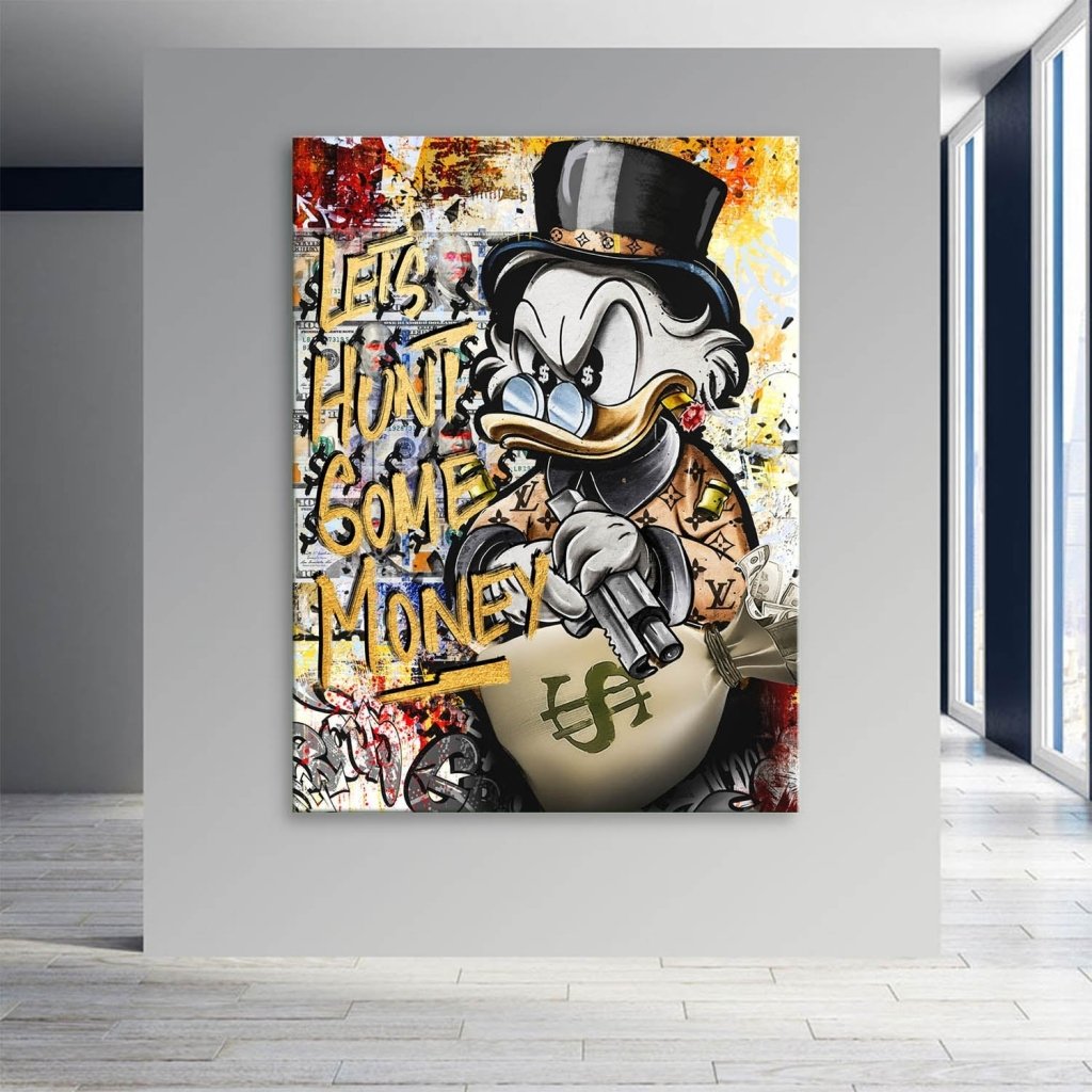 Dagobert Duck Let's Hunt Pop Art Leinwand Bild INGALERIE