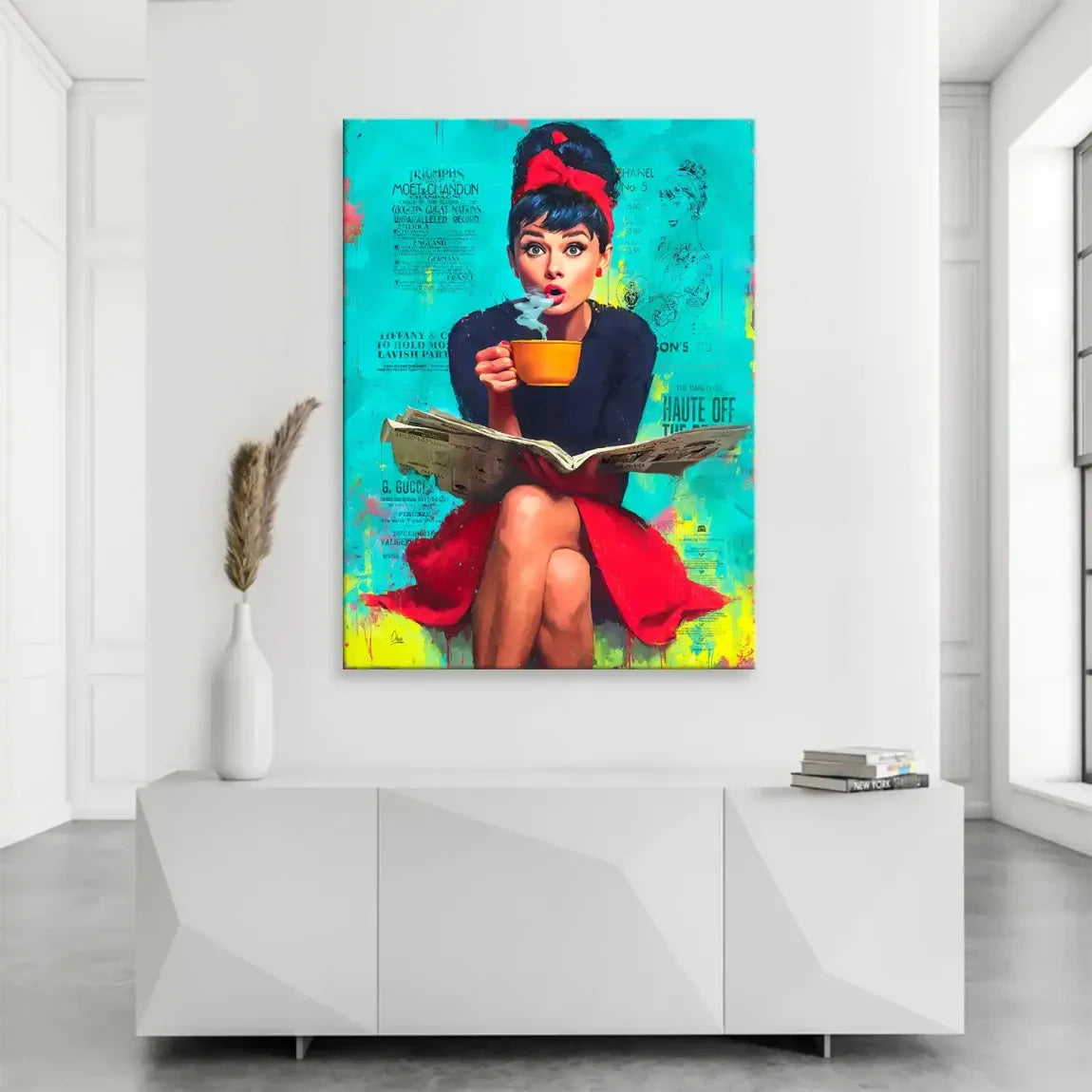 Audrey Hepburn News Pop Art Leinwand Bild INGALERIE