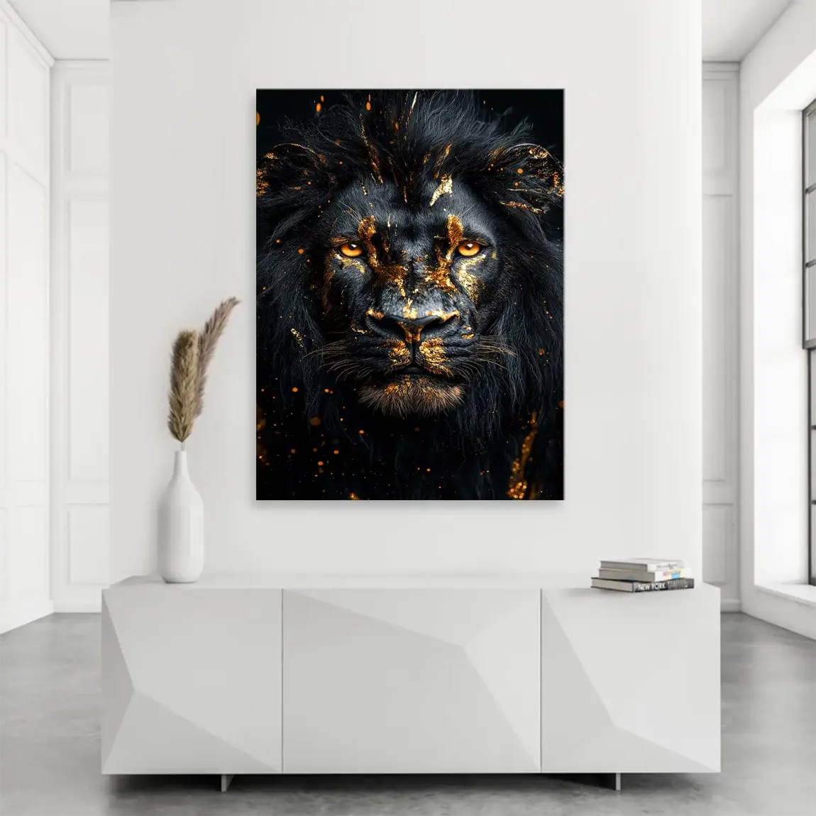 Black Lion in Gold Leinwand Bild INGALERIE
