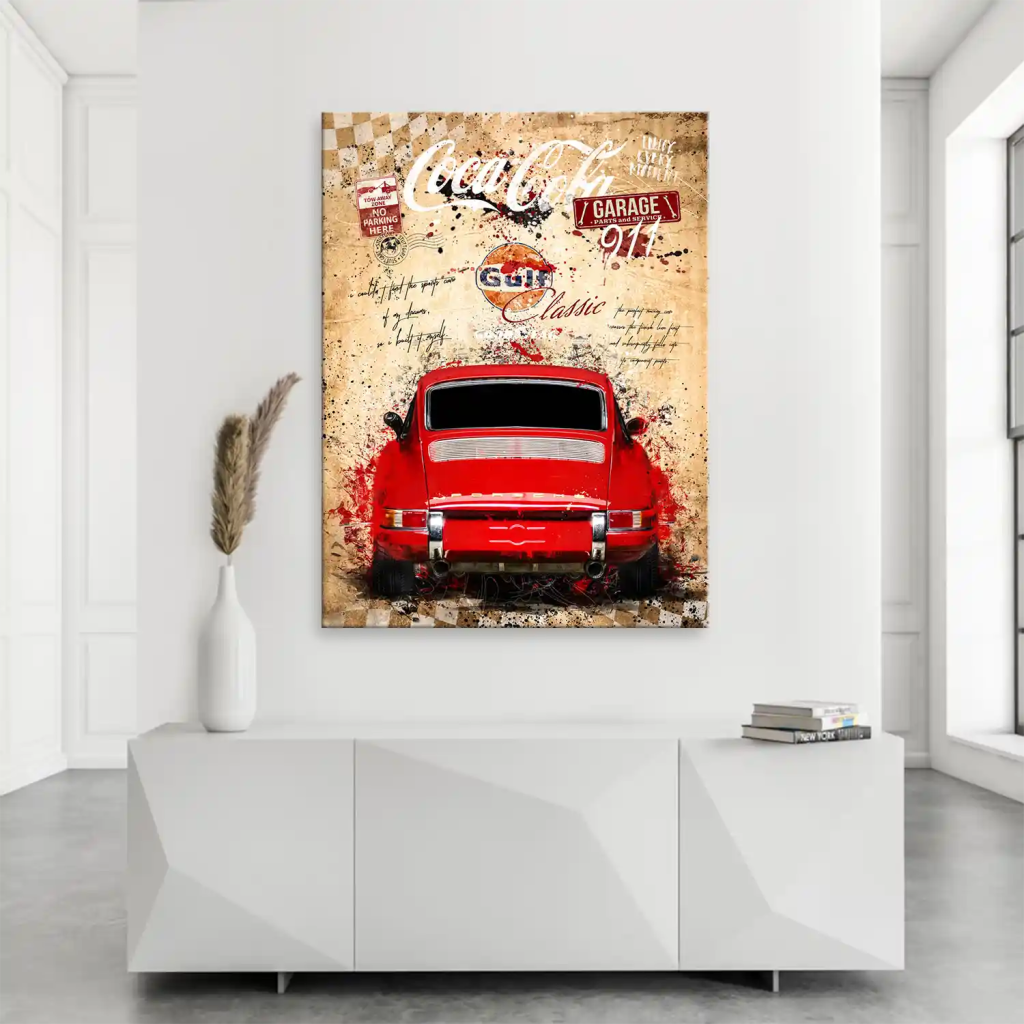 Porsche 911 Vintage Style Leinwandbild INGALERIE