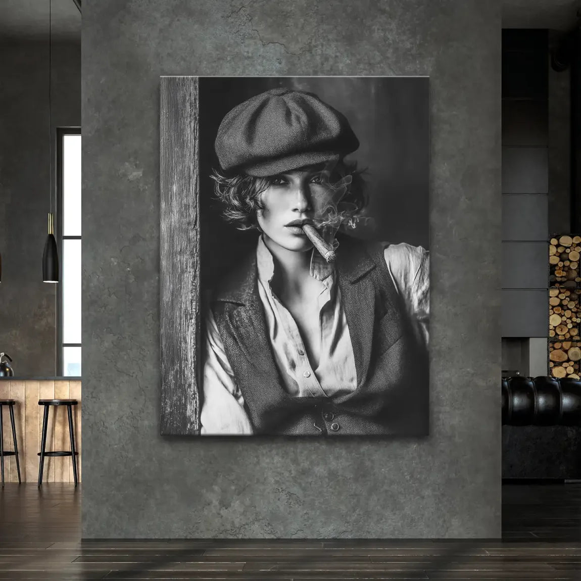 Smoke & Secrets Beauty in schwarz weiss Leinwand Bild INGALERIE