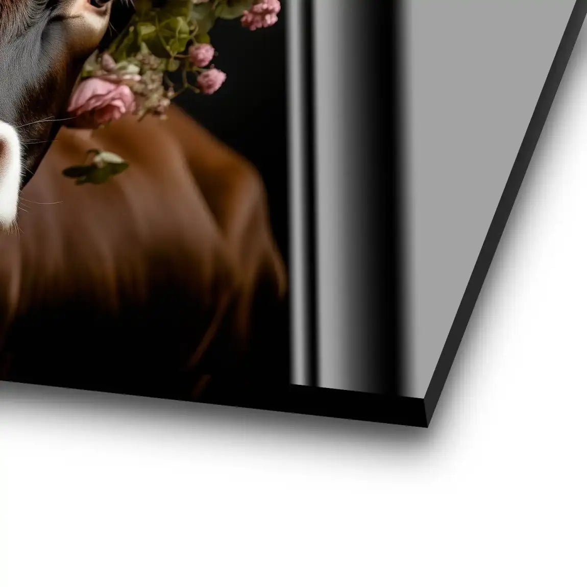 Kuh liebt Blumen Acrylglas Bild INGALERIE