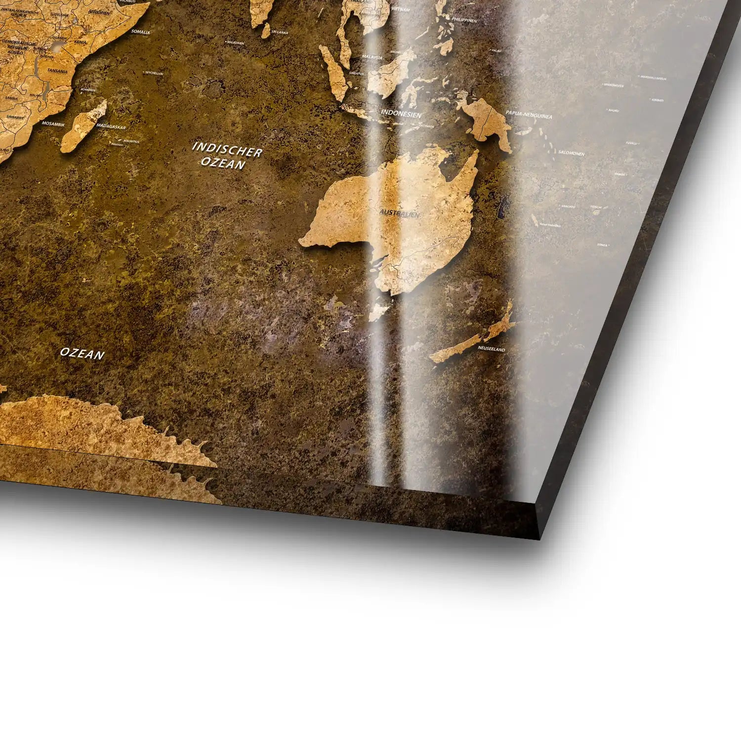 Weltkarte Yellow Stone Acrylglas Bild INGALERIE