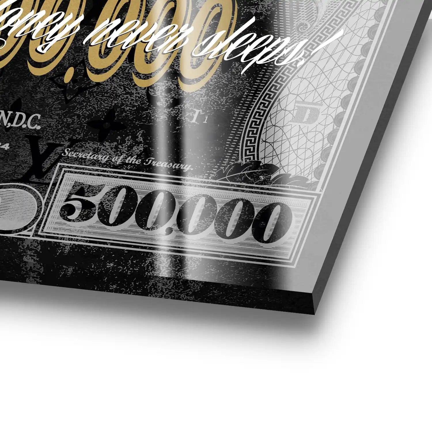 Dagobert Money Never Sleeps Dollar Black Acrylglas Bild INGALERIE