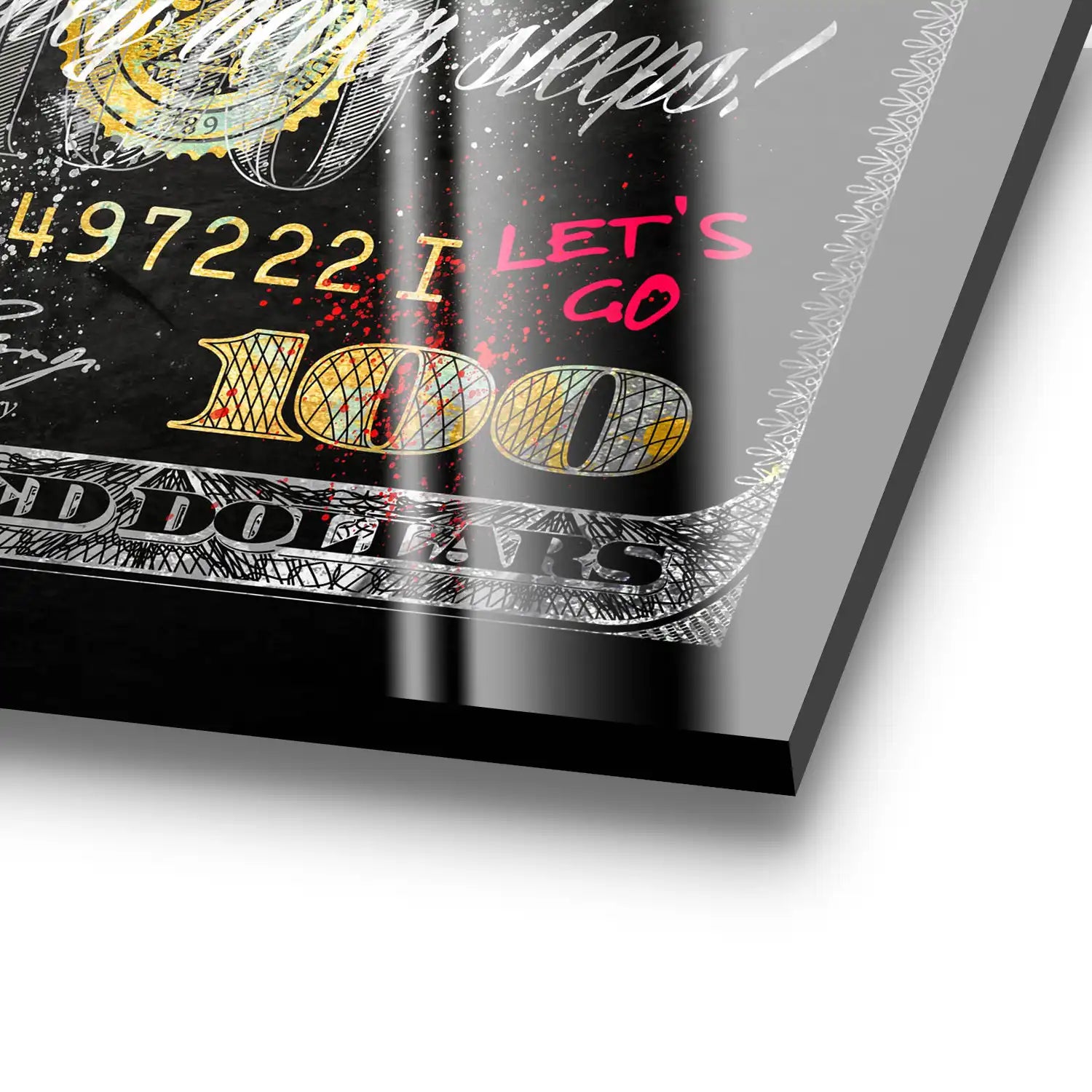 Dagobert Money Never Sleeps Dollar Dark Acrylglas Bild INGALERIE