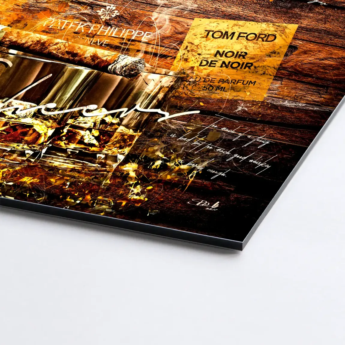 Whisky Holz und Eleganz Alu Dibond Bild INGALERIE
