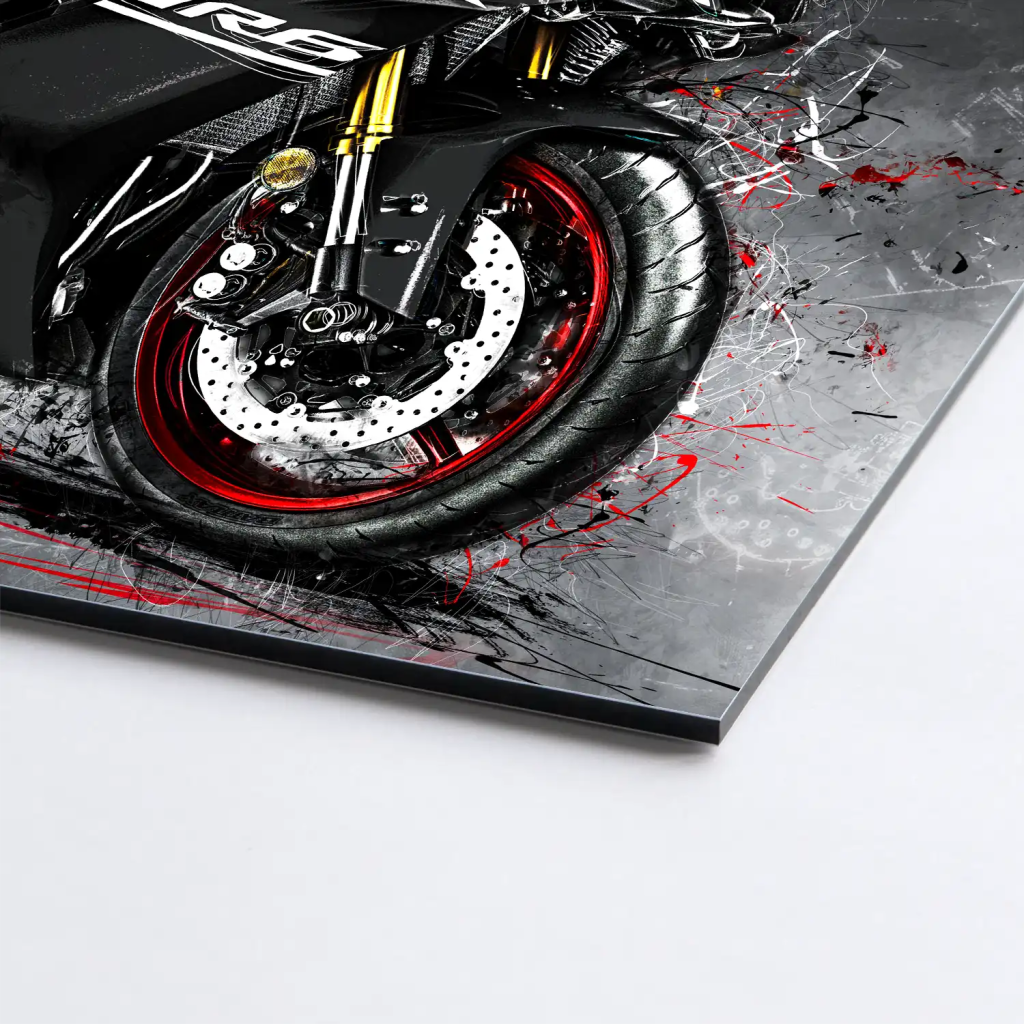 Yamaha R6 Abstrakt Black AluDibond Bild INGALERIE