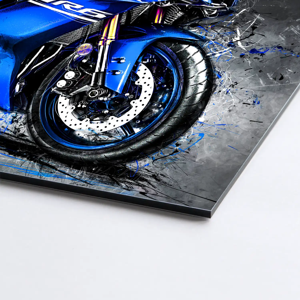 Yamaha R6 Abstrakt Blau AluDibond Bild INGALERIE