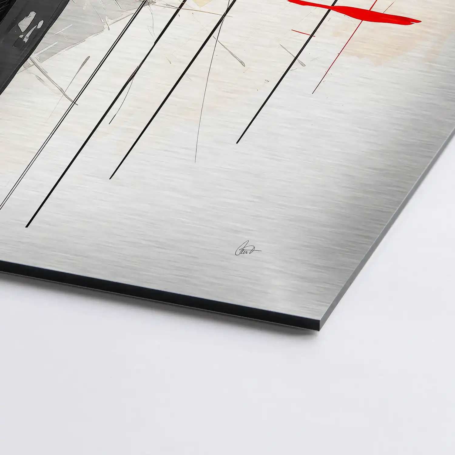 Abstrakt Black Line Alu Gebürstet
