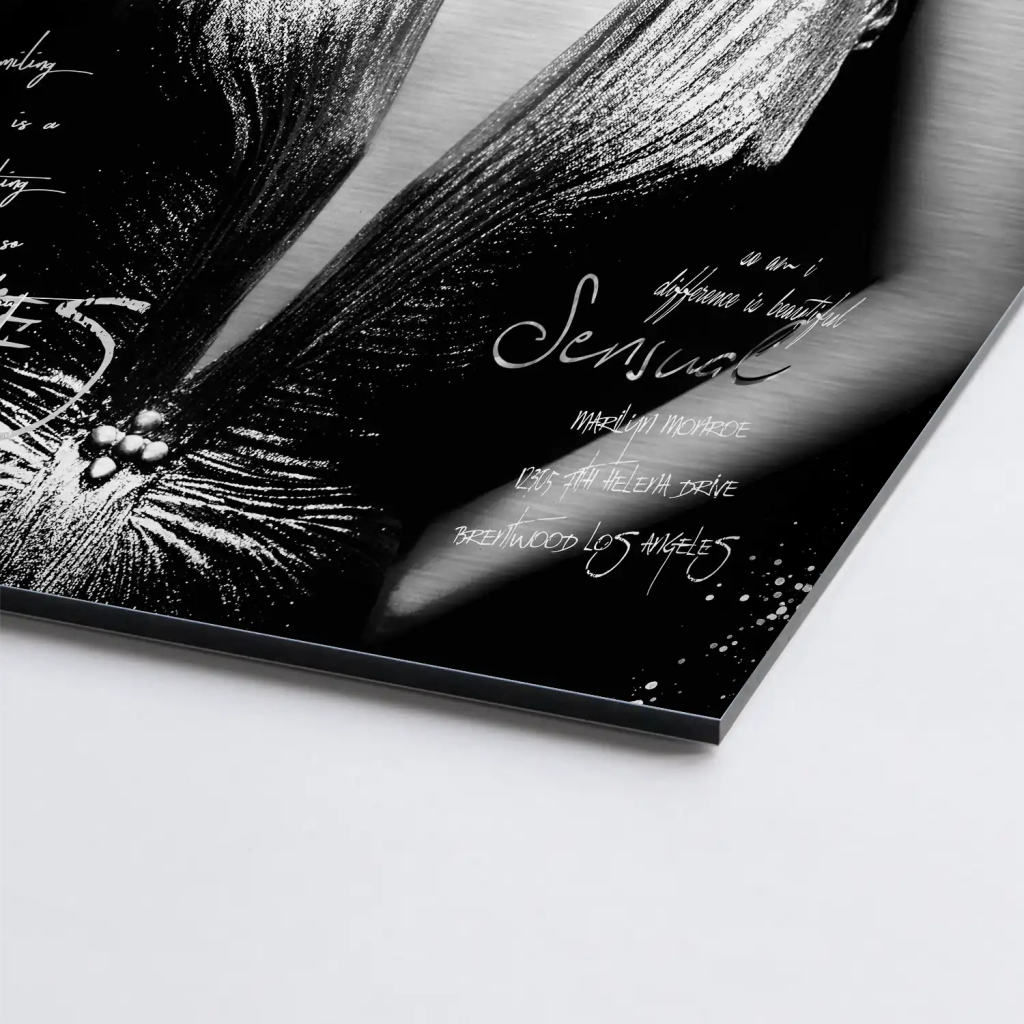Marilyn Black Vogue AluDibond Gebürstet - INGALERIE