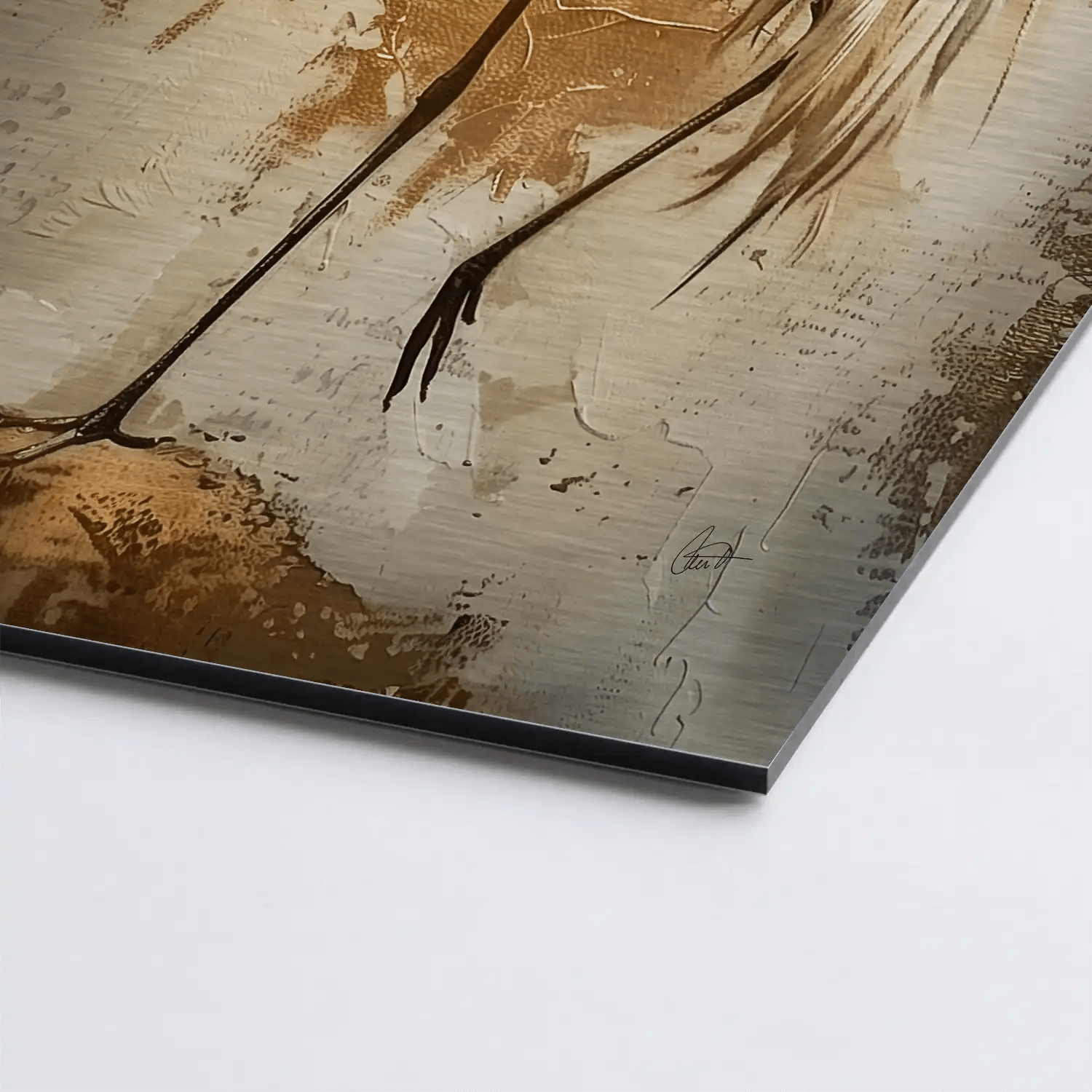 Kranich Modern Art AluDibond Gebürstet - AluDibond Bild Gebürstet