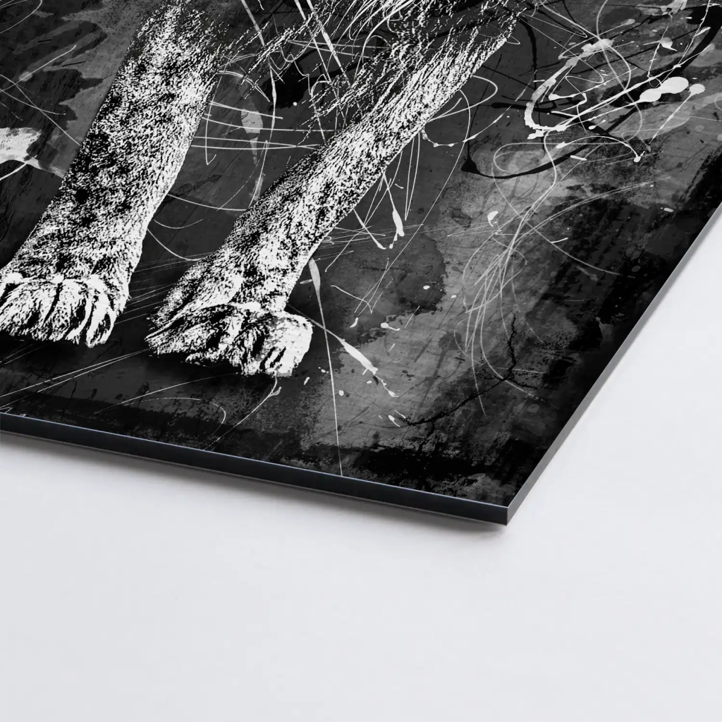 Löwe Abstrakt Black AluDibond Gebürstet INGALERIE