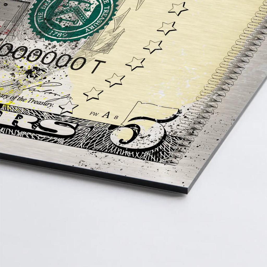 Micky und Minnie Maus Dollar Pop Art Alu Gebürstet Bild INGALERIE