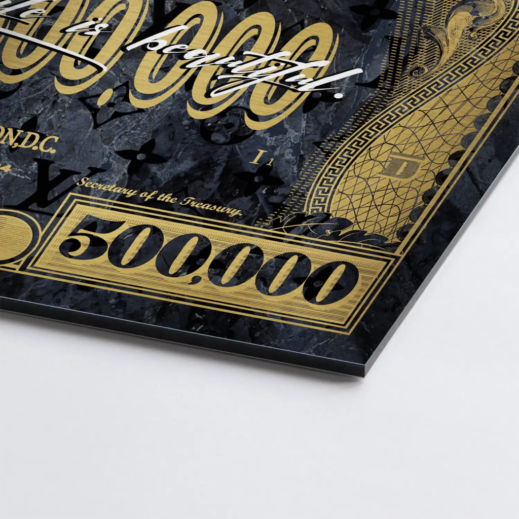Micky Goofy Donald Gold Dollar AluDibond Gebürstet INGALERIE