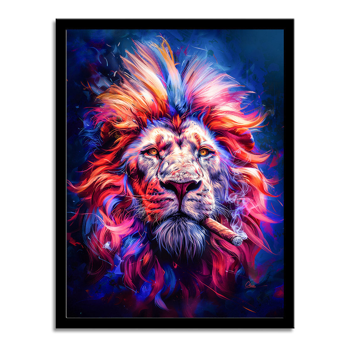 Smoking Lion Wandbild | Unikat INGALERIE
