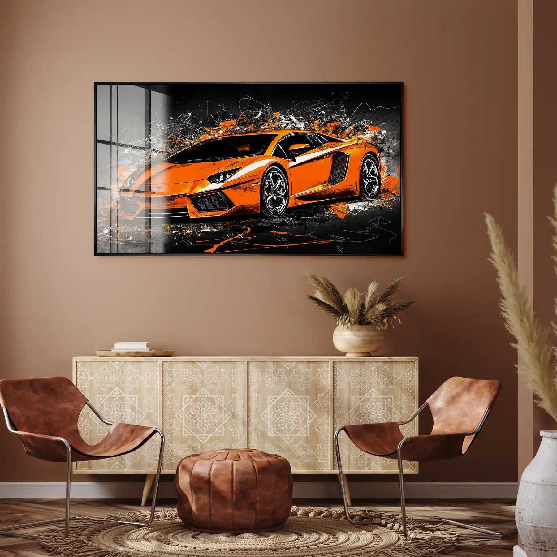 Lambo Aventador Abstrakt Orange Acrylglas Bild INGALERIE