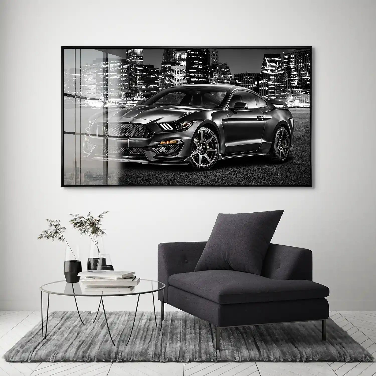 Ford Mustang Black City Acrylglas Bild INGALERIE